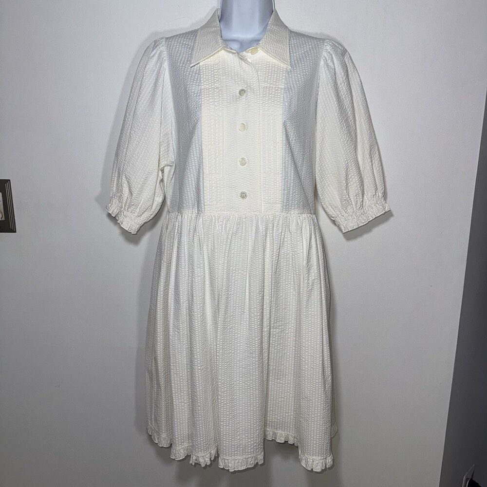 &Daughter Ecru Seersucker Cotton Dress Cottage Prairie Romantic Women 10 Italy